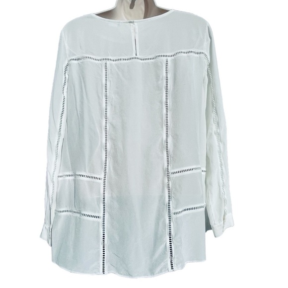 CLUB MONACO 100% Silk Blouse Long Sleeved Top White Small - Picture 2 of 7